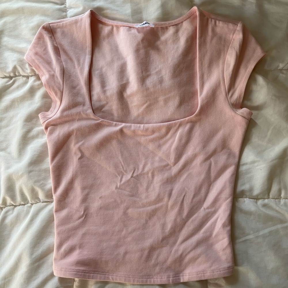 Garage Peach Square Neck Top